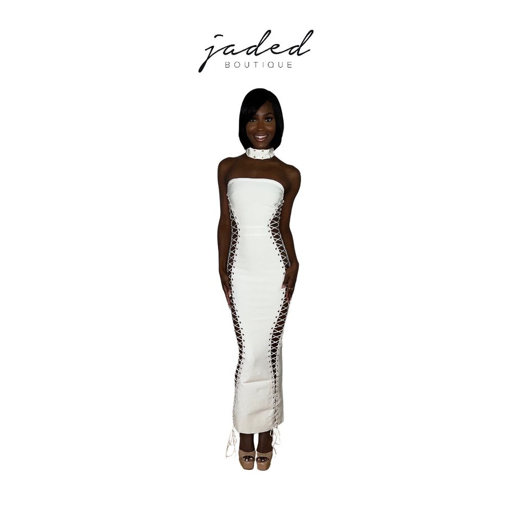 White Tie Up Long Dress